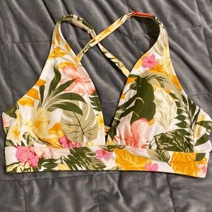 Kona Sol Floral Triangle Adjustable Bikini Top Women’s Size M